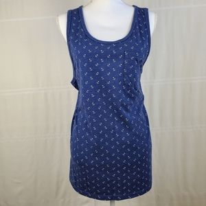 J. Crew Factory white on blue sleeveless tank L